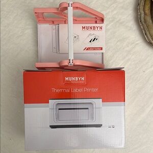 MUNBYN Thermal Label Printer with Label Holder - Pink